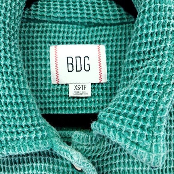 BDG Jersey Chore Waffle Jacket Size XS Oversized Cropped Boxy Button Front - Picture 12 of 13